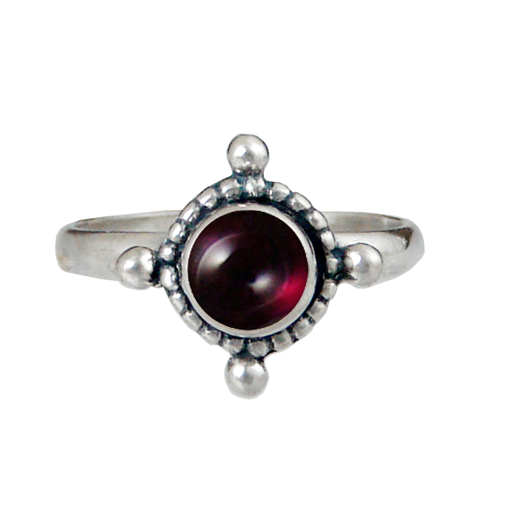 Sterling Silver Dainty Gemstone Ring With Garnet Size 10